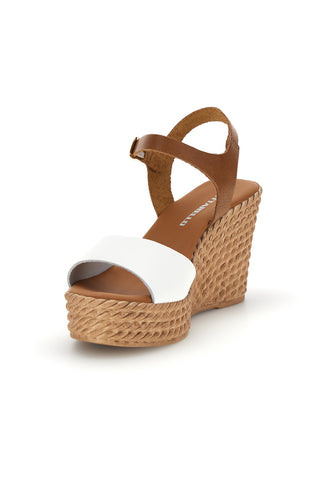 Beli usnjeni sandali s klinom Pittarello 5621504