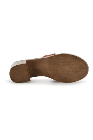 Ciabatte cuoio mules con fascia traforata e tacco effetto legno Made in Italy Plocadi 046525