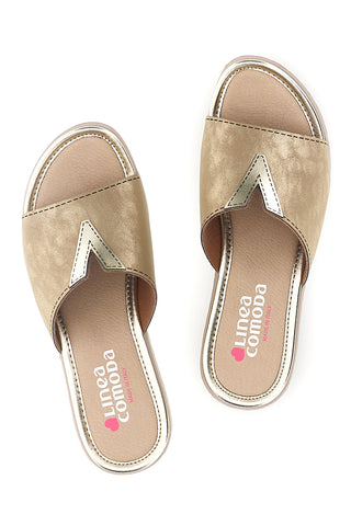 Copati Beige Metallic Details Comfortable Line 8551