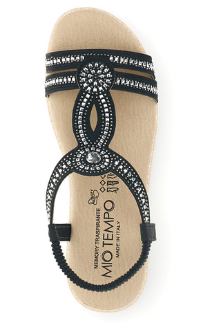 Sandali neri con strass Mio tempo LR263702