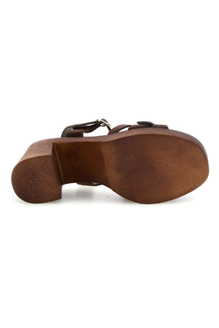 Rjavi usnjeni sandali s peto Pittarello Must Have 11886