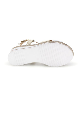 Beli in zlati sandali s klinom Pittarello look MK3234109