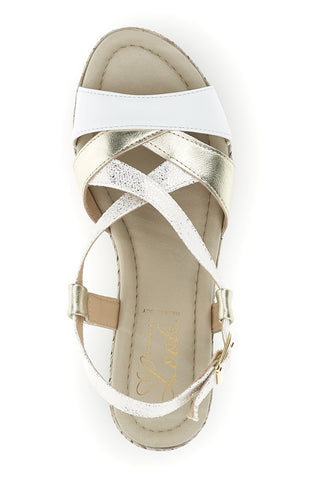 Beli in zlati sandali s klinom Pittarello look MK3234109