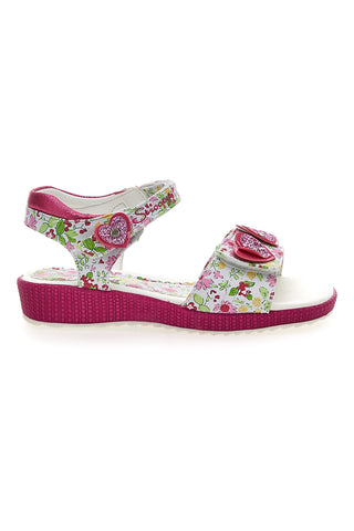 Sandali Snoopy 09161141 Beli in fuksija z cvetličnim vzorcem