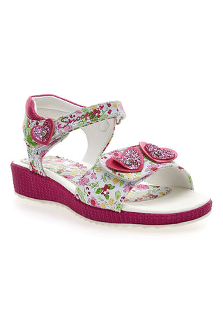 Sandali Snoopy 09161141 Beli in fuksija z cvetličnim vzorcem