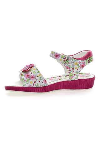 Sandali Snoopy 09161141 Beli in fuksija z cvetličnim vzorcem