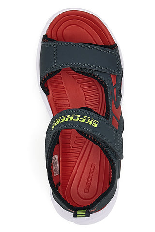 Črne in rdeče sandale iz tkanine Skechers Razor Splash Aqua Buddies