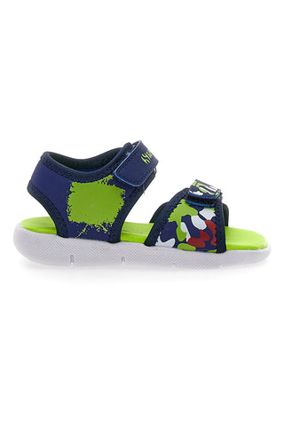 Modri in limetini sandali z nastavljivim trakom z velcro zaponko Superga 63820