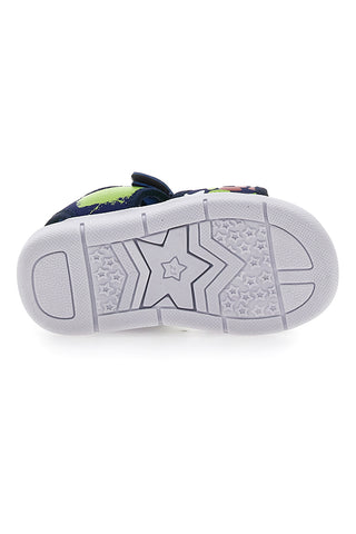 Modri in limetini sandali z nastavljivim trakom z velcro zaponko Superga 63820