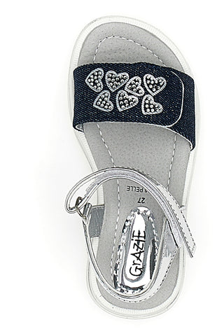 Sandali Denim in srebrni z zapenjanjem na velcro Thank you Girl 218734