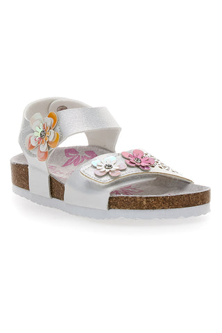 Bele sandale z bleščicami in velcro trakovi Pitt Kids 14417