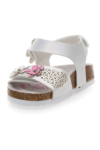 Bele sandale z bleščicami in velcro trakovi Pitt Kids 14417