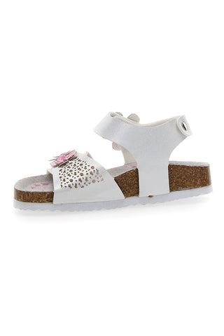 Bele sandale z bleščicami in velcro trakovi Pitt Kids 14417