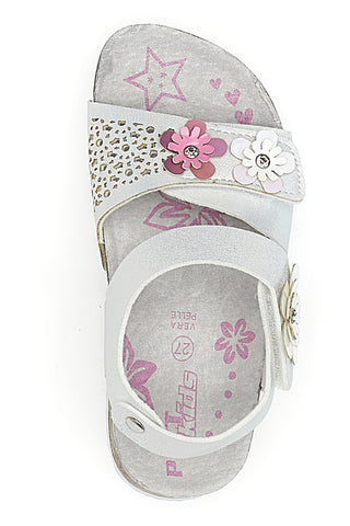 Bele sandale z bleščicami in velcro trakovi Pitt Kids 14417