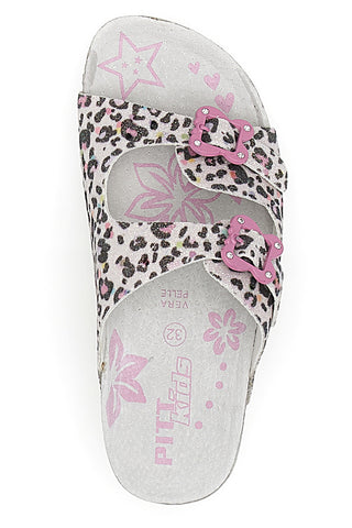 Bele leopardaste copate z roza detajli Pitt Kids 14459