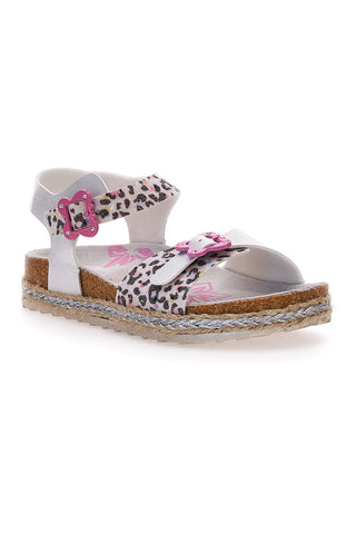 Bele sandale z leopardjim vzorcem in trakom Pitt Kids 14453