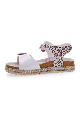 Bele sandale z leopardjim vzorcem in trakom Pitt Kids 14453