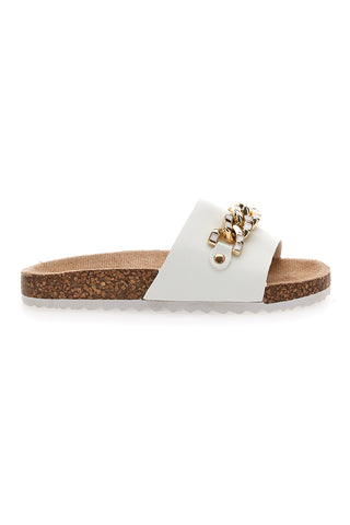 Bele copate z zlatno verigo Pitt Kids 14450