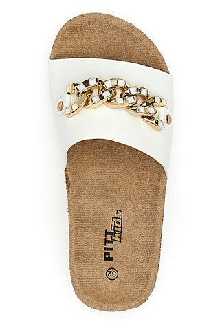 Bele copate z zlatno verigo Pitt Kids 14450