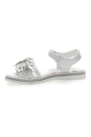 Bele sandale z rožami Grazie Girl 14339