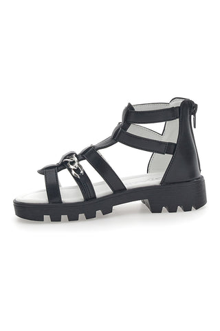 Črne sandale z zadrgo in verigo Grazie Girl 14355