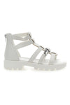 Bele sandale z zadrgo in verigo Grazie Girl 14355