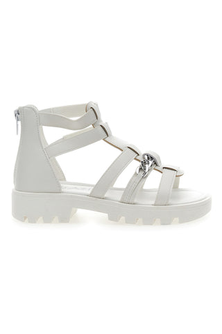 Bele sandale z zadrgo in verigo Grazie Girl 14355