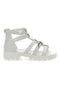 Bele sandale z zadrgo in verigo Grazie Girl 14355