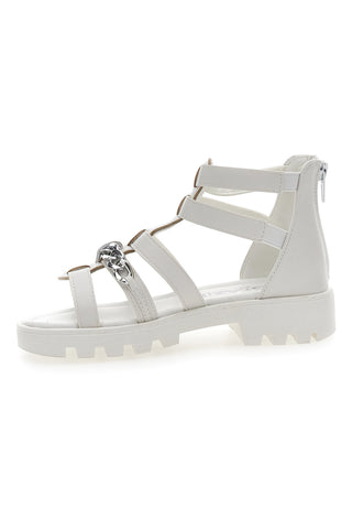 Bele sandale z zadrgo in verigo Grazie Girl 14355