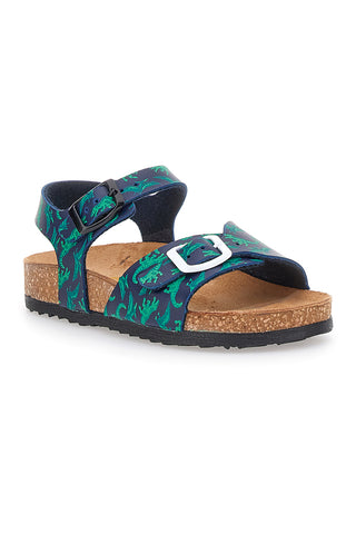 Modre sandale z zelenimi dinozavri Pittarello Bio 257066