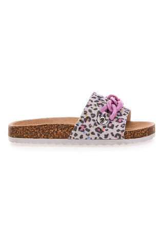 Roza in bele leopardaste natikače PITT KIDS 14400