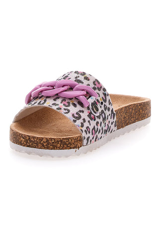 Roza in bele leopardaste natikače PITT KIDS 14400