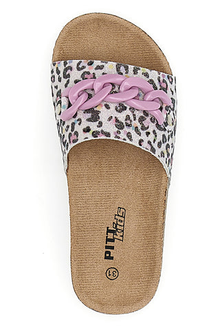 Roza in bele leopardaste natikače PITT KIDS 14400