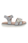 Elegantni srebrni sandali z rožicami Pitt Kids 392411