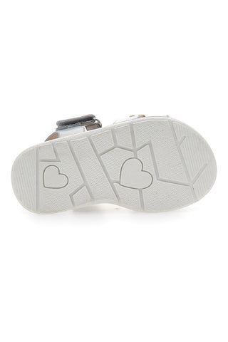 Elegantni srebrni sandali z rožicami Pitt Kids 392411