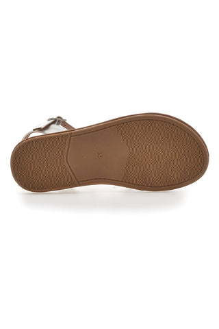 Elegantni beli in srebrni sandali s kristali Pitt Kids 392433