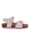 Bele in roza sandale z velcro zaponko in usnjenim podplatom Pitt Kids 45289