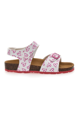 Bele in roza sandale z velcro zaponko in usnjenim podplatom Pitt Kids 45289