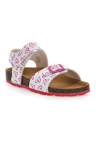 Bele in roza sandale z velcro zaponko in usnjenim podplatom Pitt Kids 45289