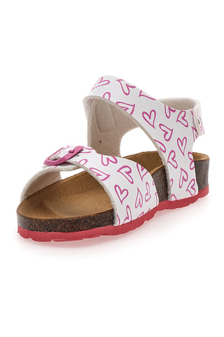 Bele in roza sandale z velcro zaponko in usnjenim podplatom Pitt Kids 45289