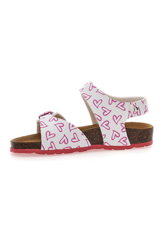 Bele in roza sandale z velcro zaponko in usnjenim podplatom Pitt Kids 45289
