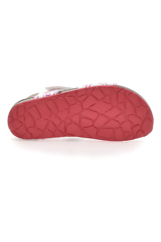 Bele in roza sandale z velcro zaponko in usnjenim podplatom Pitt Kids 45289