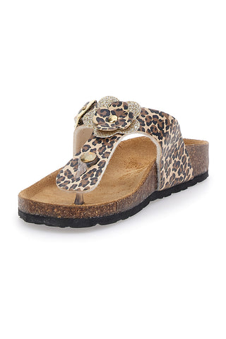 Pantofle Infradito Animalier s podplatom iz pravega usnja Pitt Kids 45261