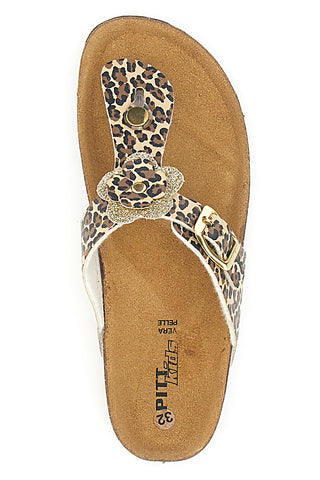 Pantofle Infradito Animalier s podplatom iz pravega usnja Pitt Kids 45261
