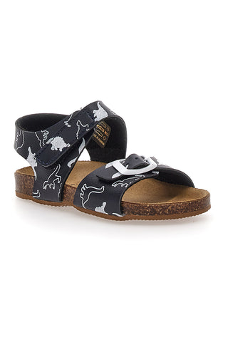 Črni sandali z velcro zaponko in usnjeno podplatom Pitt Kids 47327