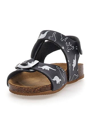 Črni sandali z velcro zaponko in usnjeno podplatom Pitt Kids 47327