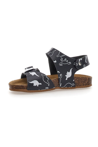 Črni sandali z velcro zaponko in usnjeno podplatom Pitt Kids 47327