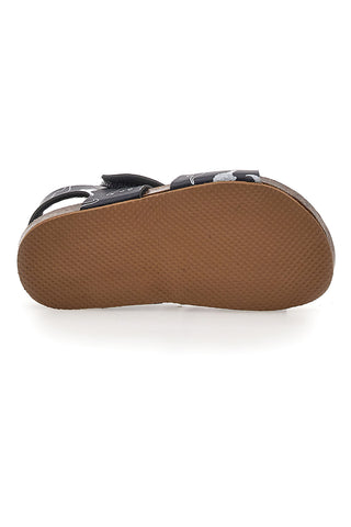 Črni sandali z velcro zaponko in usnjeno podplatom Pitt Kids 47327