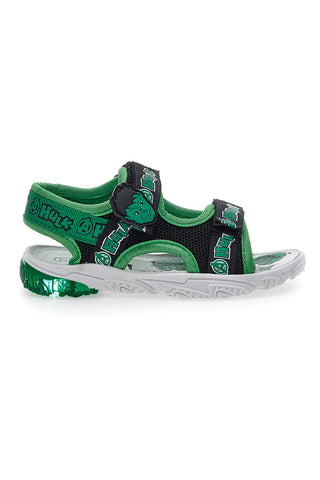 Zelene in črne sandale z velcro trakovi Disney Hulk 1010159