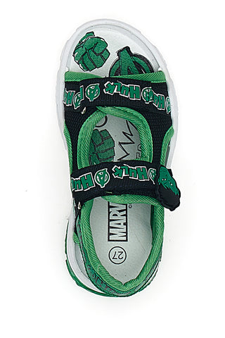 Zelene in črne sandale z velcro trakovi Disney Hulk 1010159